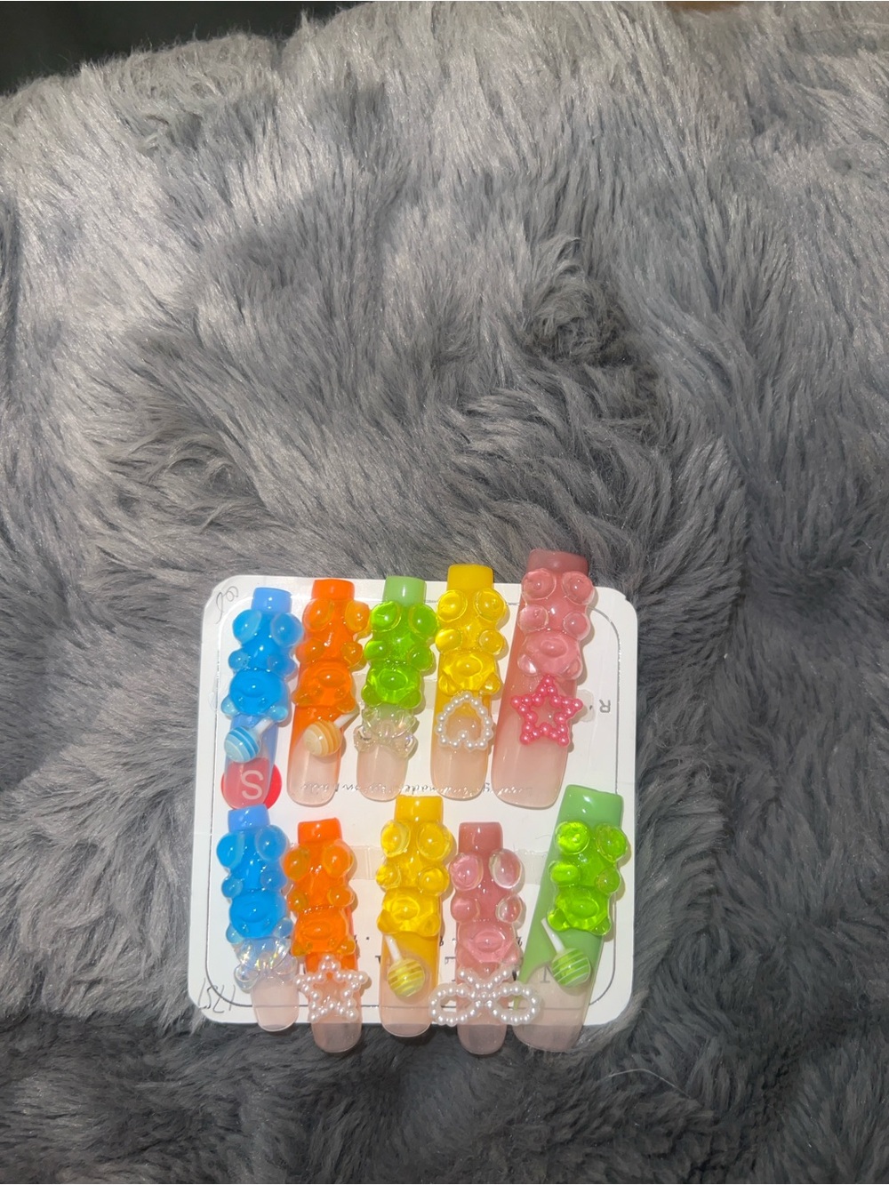 Gummy bear handmade acrylic nails